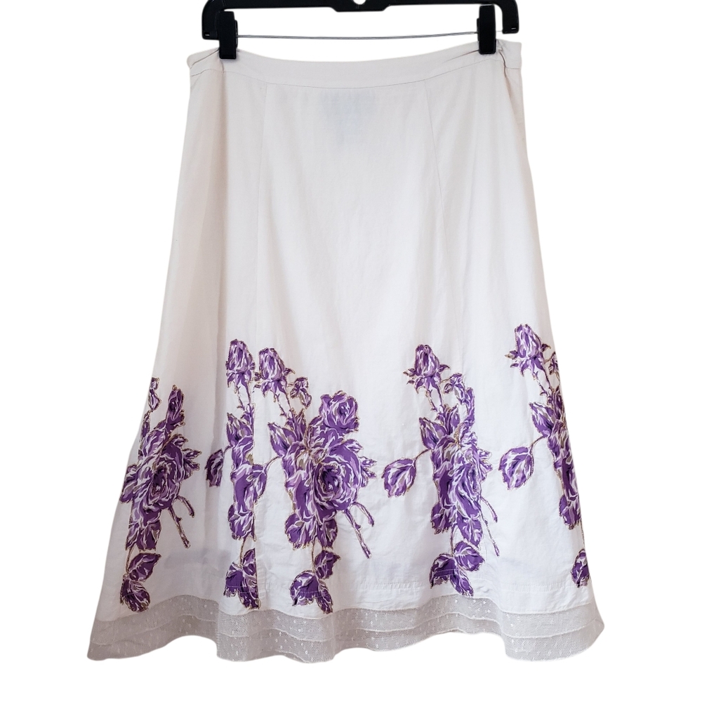 Style & Co. Purple Floral Print Midi Skirt